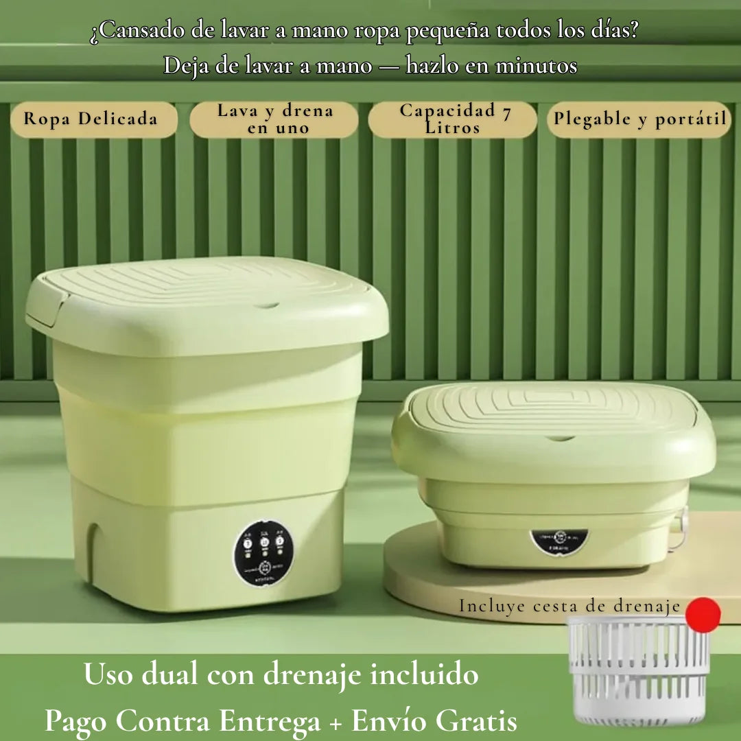 Lavadora Portátil Plegable 8L + !GRATIS¡ Ducha Extraíble | Compacta para Viaje y Hogar