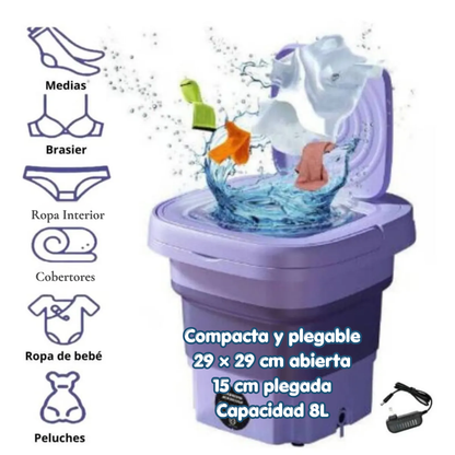 Lavadora Portátil Plegable 8L + !GRATIS¡ Ducha Extraíble | Compacta para Viaje y Hogar