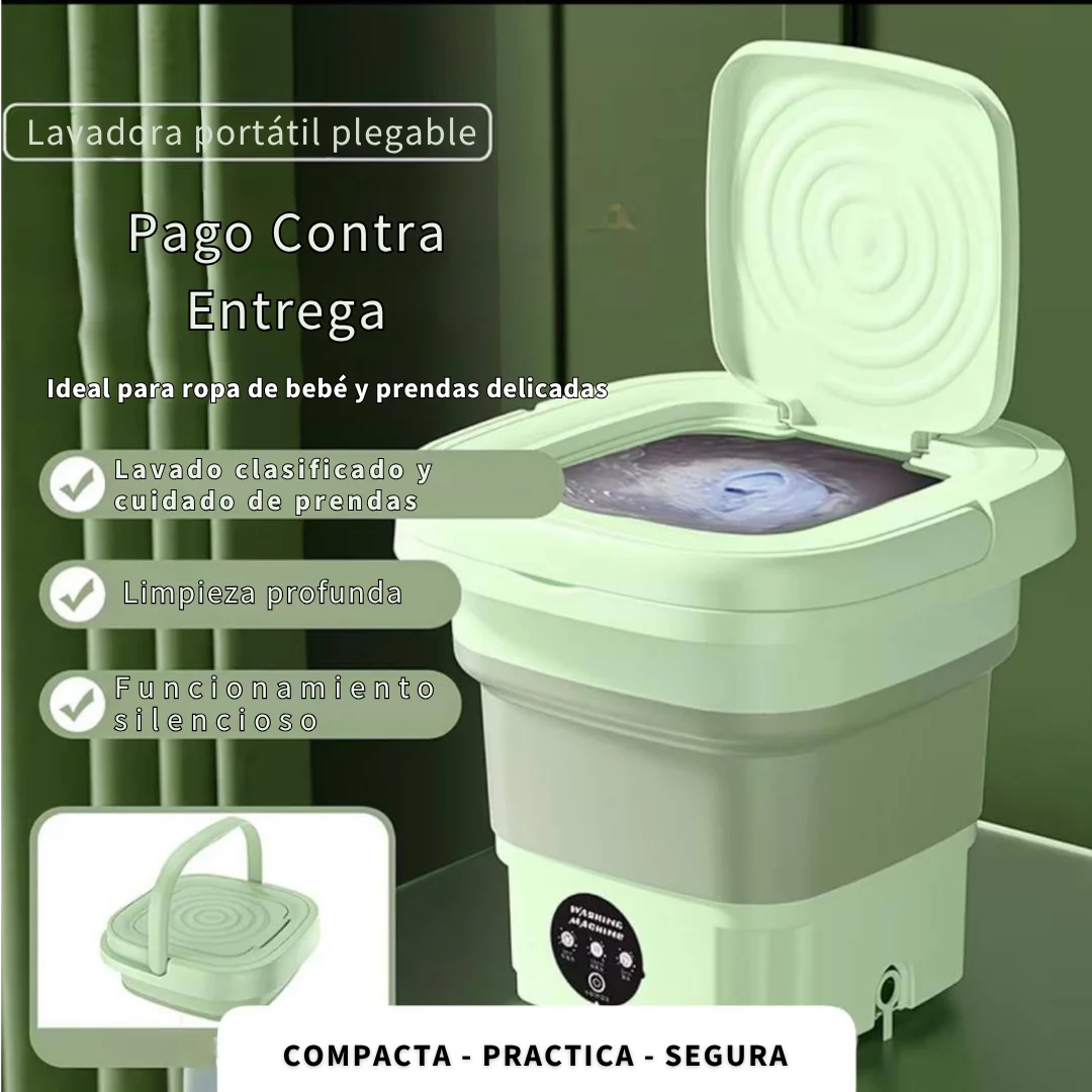 Lavadora Portátil Plegable 8L + !GRATIS¡ Ducha Extraíble | Compacta para Viaje y Hogar