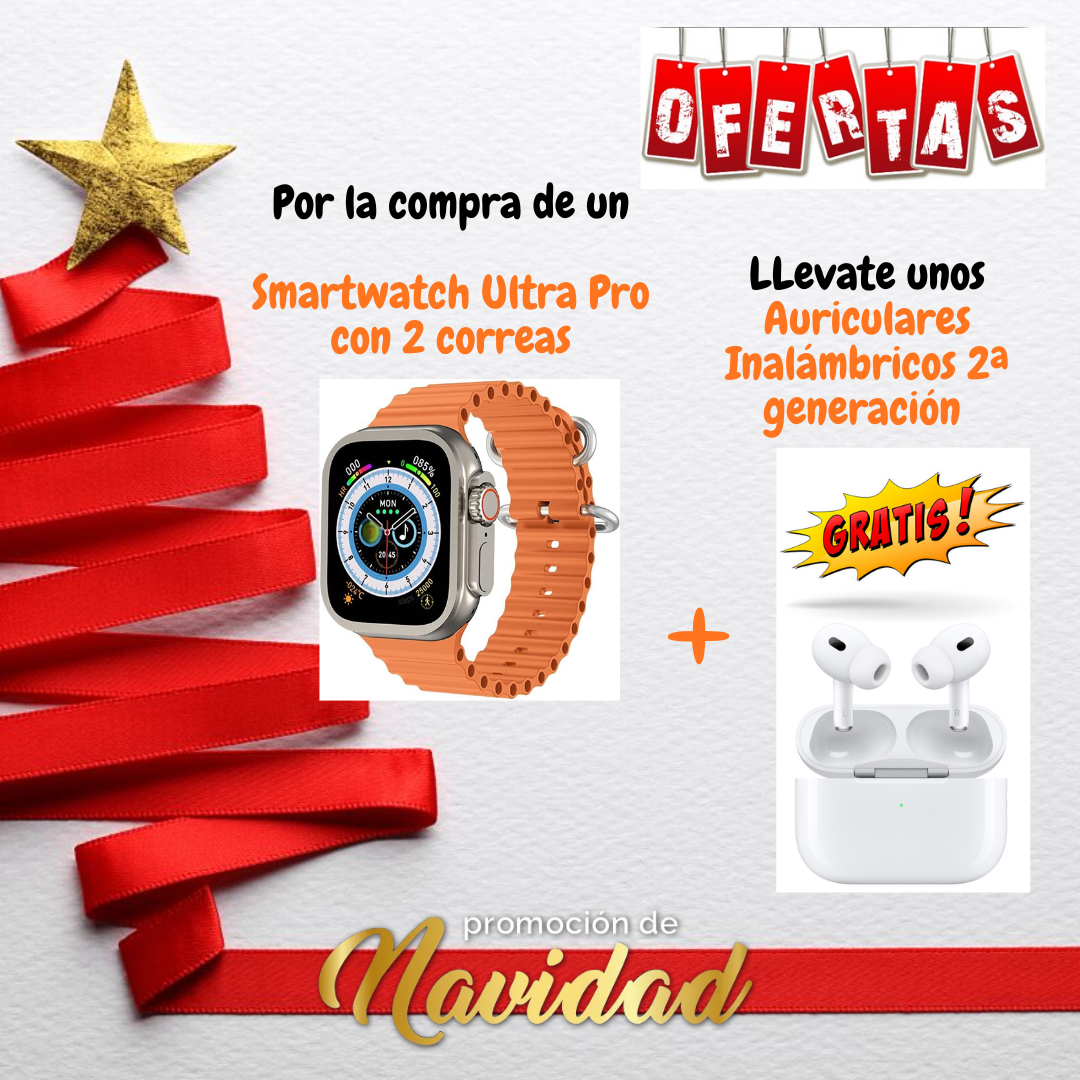 Smartwatch Ultra Pro con 2 correas + auriculares GRATIS!