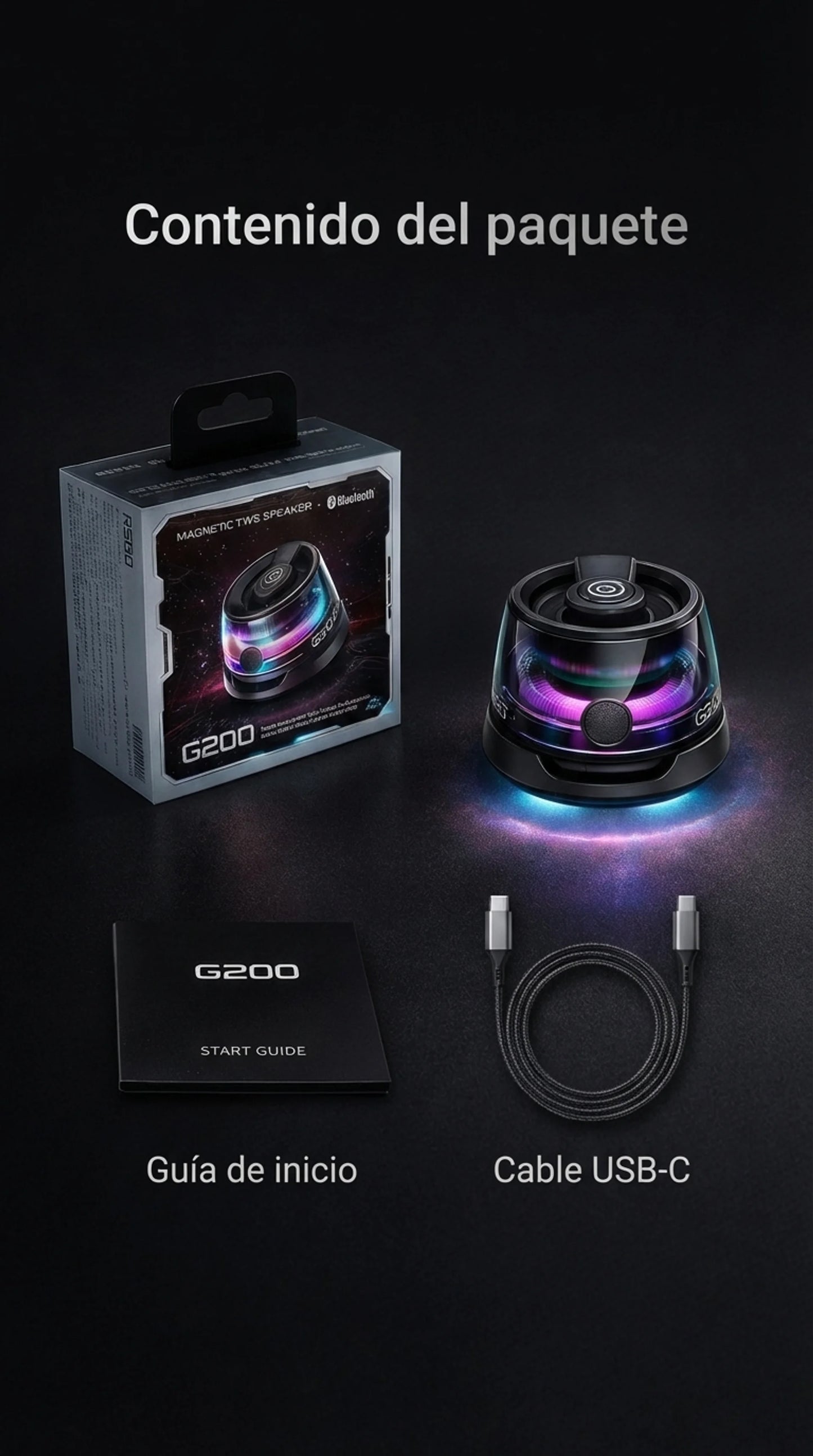 Altavoz Bluetooth Magnético G200 con Luz RGB